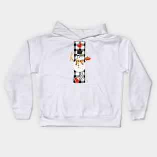 BW Buffalo Checks Pattern Monogram I | Snowman Kids Hoodie